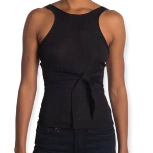 NSR LAURA TIE FRONT TEXTURED KNIT BLACK SLEEVELESS TOP SIZE MEDIUM NWT.